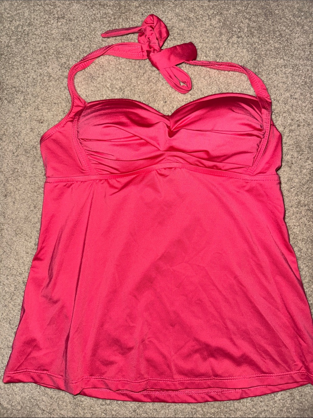 Bisou Bisou Hot Pink Halter Tankini Top